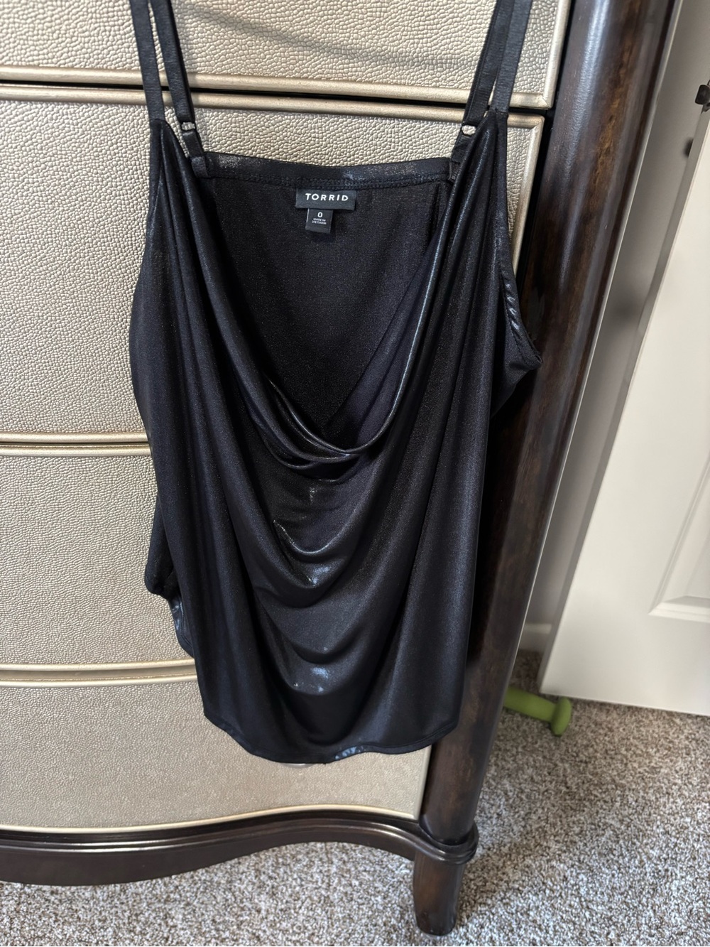 torrid Black Satin-Look Draped Cowl Neck Camisole